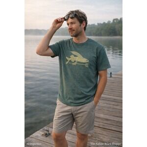 Patagonia Graphic T-Shirt Men's XL Green Flying Fish Organic Cotton Blend Tee